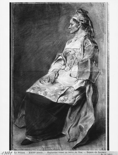 Russian Girl Farmer in Traditional Costume for Feast Days by Jean Baptiste Leprince